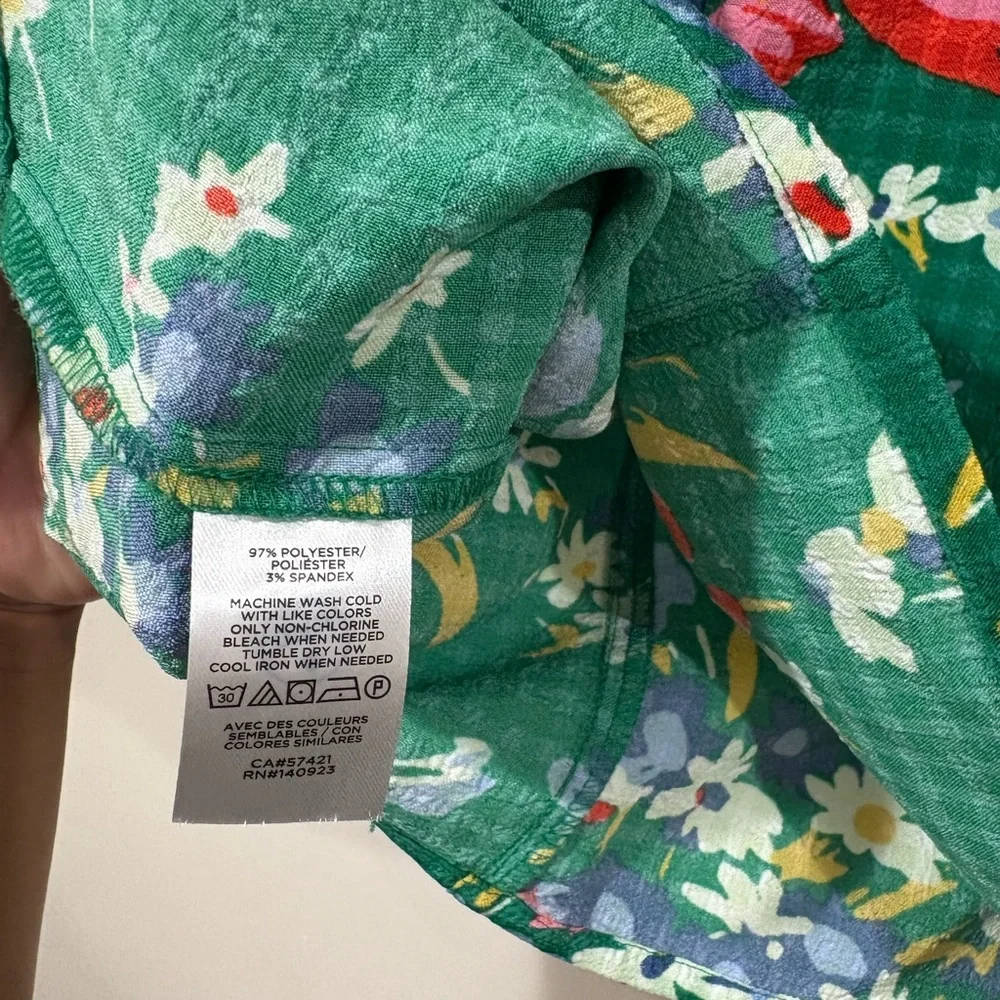 Loft Floral Green Ruffle Blouse - Picture 8 of 8